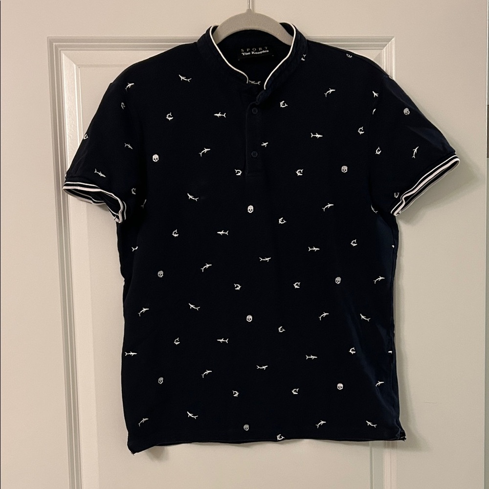 The Kooples Sport Dark Blue Embroidered Polo Shirt